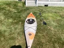 Used Perception prodigy xs kayak orange and white color, with lightly used kids