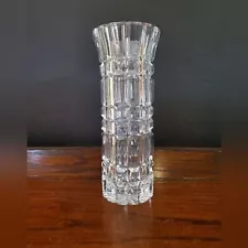 Heavy Cut Glass 24% Lead Crystal Flower Vase 8"