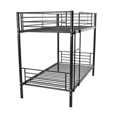 Twin over Twin Steel Bunk Beds Frame Ladder Bedroom Kids Adult White/ Black/Gray