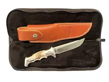 Fixed Blade Ruana Knife 21A 5" Sticker Jimped with Sheath/Zipper Case DH-2103