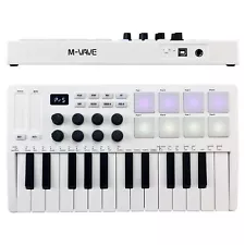 M-WAVE 25 Key USB MIDI Keyboard Controller with 8 Backlit Drum Pads 8 Knobs R1W3