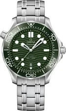 Omega New Seamaster Diver 300M Steel Green Bezel Mens Luxury Watch For Sale