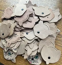 74 vintage leathercraft leather stamped cat & dog faces - kids craft to finish