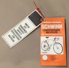 Schwinn Varsity Bicycle Owners Manual 1976