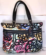 Coach Poppy 15591 Graphic Blossom Appliqué Multicolored Glam Tote