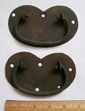 PAIR Antique Trunk Iron Handles for Early Trunks, Kidney Shape Hardware Parts