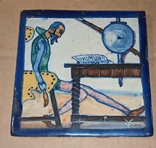 Vintage Mexican Hand Painted Pottery Tile Ysauro Uriarte Don Quixote Talavera