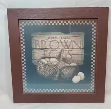 Framed Picture 'Brown Eggs For Sale' L. Spivey 14.5" Square As Pictured