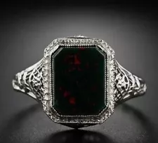 Bumper Sale !! Bloodstone Ring Art Deco Vintage Bloodstone Sterling Silver Ring