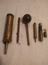 Vintage Brass CVA Black Powder Flask & Accesories, Used