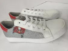 FOCO Tampa Bay Buccaneers Sneakers Womens Size 8 Silver Glitter NFL Shoes