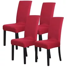 FORCHEER Chair Covers for Dining Room Set of 4 Pack Stretch Red Chair Slipcov...