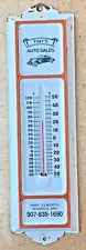 Vintage TINY’S AUTO SALES Waseca, Minnesota 13” Metal Thermometer Sign WORKS