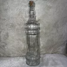 Decorative clear Glass Bottle Embossed Rope Design Home Decor 13" Collectible