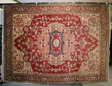 Serapi Handmade Vegetable Dye Caucasian Vintage Design Wool 9 x 12 Tribal Rug