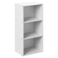 Hodedah 3 Shelf Home and Office Storage Bookcase Cabinets, White (Used)