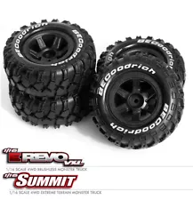 90mm x 38mm Rubber Tire & Rim Set For 1/16 RC TRAXXAS MINI E-REVO SUMMIT SLASH