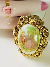 Vintage Fragonard Porcelain Courting Couple Adjustable Ring