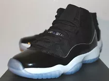 Air Jordan Retro 11 XI Space Jam Black Sneakers Boy's Size Men's 3-7 378038-003