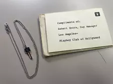 PLAYBOY NECKLACE Bunny Club Mini Key Pendant Charm 70s Silver