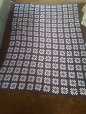 Granny Square Crochet Afghan Blanket Handmade Colorful Purple 50” x 74”