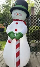 Gemmy Airblown Inflatable 8ft Snowman With Candy Cane Christmas Decor Yard