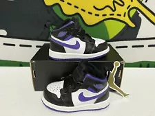 Nike Air Jordan 1 Mid ‘Dark Iris’ Toddler’s White, Black, Purple Shoes Size 5C