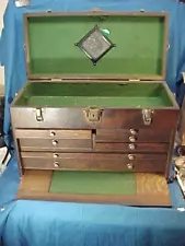 Vintage GERSTNER Oak MACHINISTS TOOL CHEST Drop Front 7 DRAWERS