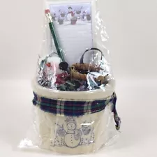 RRP Roseville Ohio Pottery 1 Pint Low Crock Snowman Winter Gift Basket