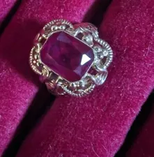 Poland. Vintage c 1960s. Bold 14k Gold Synthetic Ruby Ring. estate Sale As Is