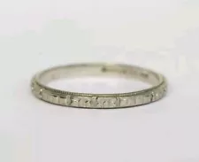 Vintage Patterned Solid 925 Sterling Silver Hand Carved Wedding Ring For Sale