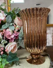 11-3/4" Rose Gold Illuminated Fluted Mercury Glass Hurricane Valerie New Vase