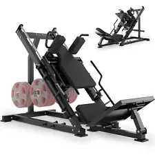 2 in 1 Leg Press Hack Squat Machine Gym Home w Linear Bearing &Weight Storage