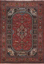 Red Floral Turkish Area Rug 10x13 ft Luxury Living Room Carpet