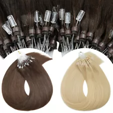 THICK Micro Bead Loop Hair Extensions Human Hair Balayage Brown Micro Link Tip