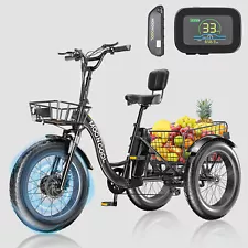 MOONCOOL Electric Tricycle for Adults, 20" x 4" Fat Tire Electric Trike 48V 750W