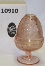 Vintage TIARA Indiana Peach Pink Glass Fairy Glo Lamp Votive Candle holder