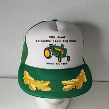 VTG 10th 1988 John Deere Lafayette Farm Toy Show Sales Tractor Trucker Hat Cap