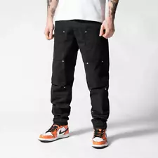 Men's Black Jeans Multiple Details Flared Cut Denim Pants | FREE FAST SHIPPING