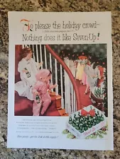 1956 7 Up Soda Print Ad - To please the holiday crowd-Nothing does it like 7 Up!