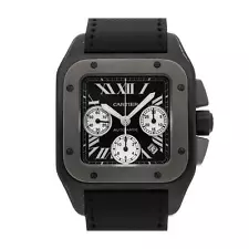 Cartier Santos 100 Chronograph Black Steel Watch W2020005