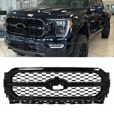 For 2021-2023 Ford F-150 Platinum Front Grille Bumper Grill Assembly Gloss Black