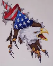 American flag Claw Rippin eagle #2 Graphic Decal Window camper mural Golf Cart