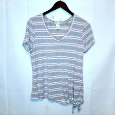 Matty M Striped Front Knot Tie Tee Size Small