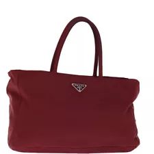 PRADA Tote Bag Nylon Red Auth 75639