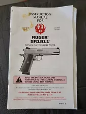 Vintage Original Ruger SR 1911 Instruction Manual Stainless Steel 45 Auto