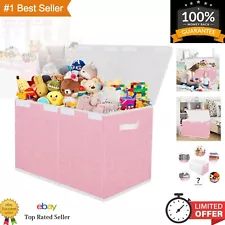 Stylish Pink Toy Chest for Girls - Large 82L Organizer with Collapsible Lid