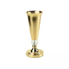 ESC09 Hoemford Metal Trumpet Vase with Diamond Accent, Gold, 13-inch