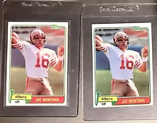 1981 Topps Joe Montana Rookie Card Lot Of 2