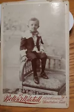 Cabinet Card Of Little Boy In Fancy Duds, San Antonio Texas Photographer